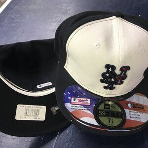 White MLB New Era NY Mets Authentic Stars & Stripes Fitted Hat Size 7 1/4